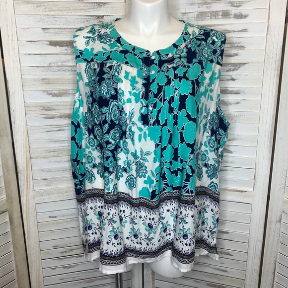 fun 2 fun Tops - Fun 2 Fun Stitchfix Floral Tunic Tank Turquoise 3X